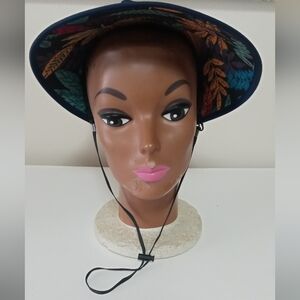 New Floral Patterned Sunvisor Hat with Chin Strap